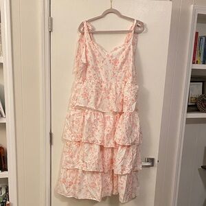 SHEIN Pink Floral Midi Dress